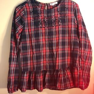 beachlunchlounge Tartan Plaid Peplum Top Small